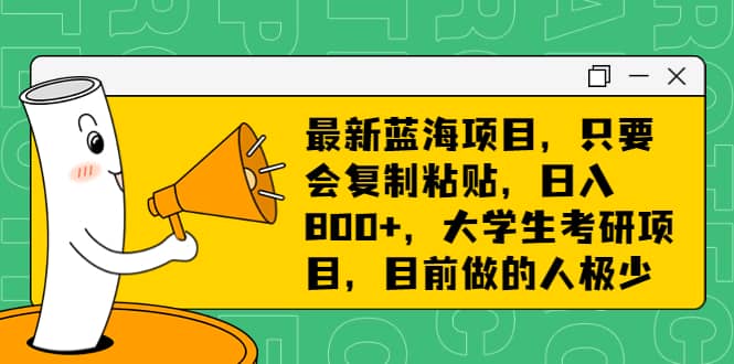 最新蓝海项目，只要会复制粘贴，日入800+，大学生考研项目，目前做的人极少大圣网创吧-网创项目资源站-副业项目-创业项目-搞钱项目网创吧