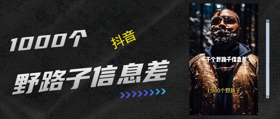 抖音一千个野路子信息差最新玩法教程引流＋变现的玩法具体拆解大圣网创吧-网创项目资源站-副业项目-创业项目-搞钱项目网创吧