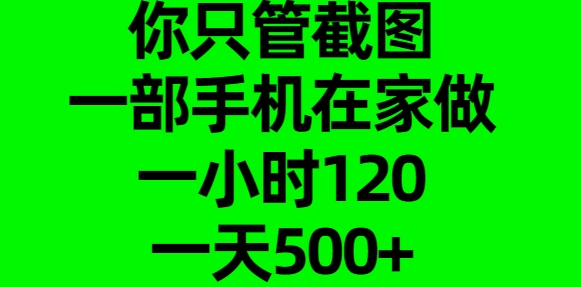 你只管截图，一部手机在家做，一小时120，一天500+大圣网创吧-网创项目资源站-副业项目-创业项目-搞钱项目网创吧