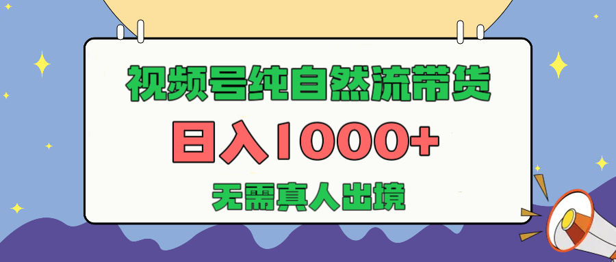 视频号纯自然流带货，日入1000+，无需真人出境，新手小白也可操作大圣网创吧-网创项目资源站-副业项目-创业项目-搞钱项目网创吧
