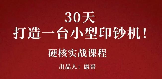 康哥30天打造一台小型印钞机：躺赚30万的项目完整复盘（视频教程）大圣网创吧-网创项目资源站-副业项目-创业项目-搞钱项目网创吧