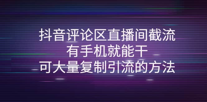 抖音评论区直播间截流，有手机就能干，可大量复制引流的方法大圣网创吧-网创项目资源站-副业项目-创业项目-搞钱项目网创吧