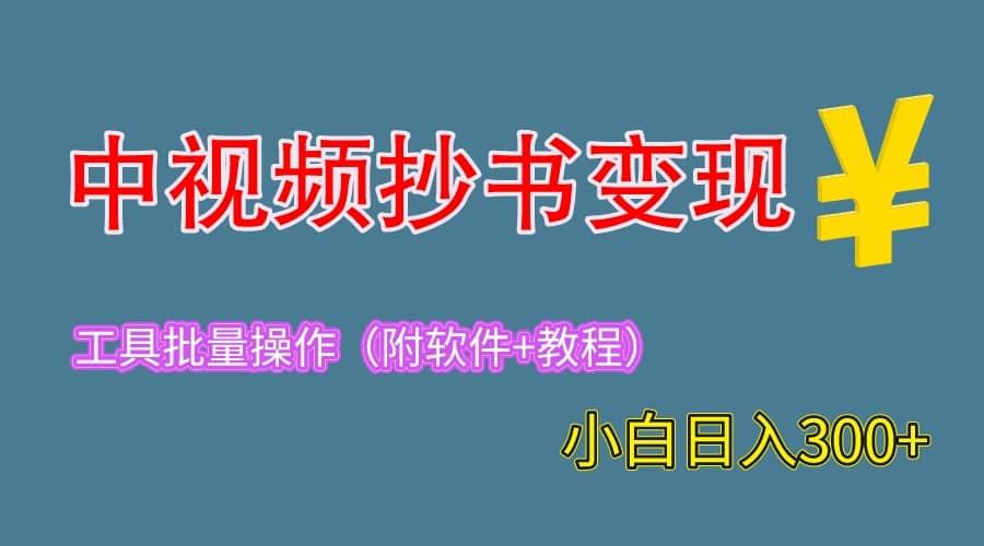 2023中视频抄书变现（附工具+教程），一天300+，特别适合新手操作的副业大圣网创吧-网创项目资源站-副业项目-创业项目-搞钱项目网创吧