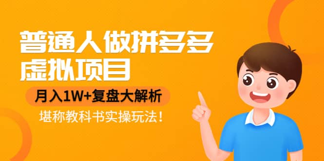 普通人做拼多多虚拟项目，复盘大解析，堪称教科书实操玩法大圣网创吧-网创项目资源站-副业项目-创业项目-搞钱项目网创吧