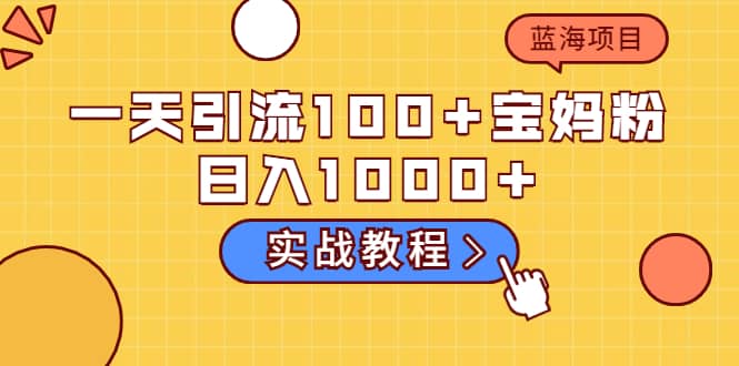一天引流100+宝妈粉，日入1000+的蓝海项目（实战教程）大圣网创吧-网创项目资源站-副业项目-创业项目-搞钱项目网创吧