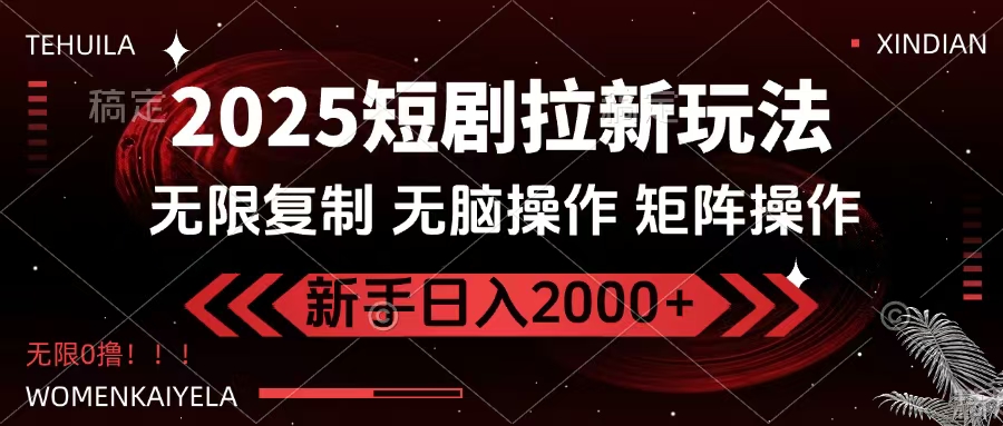 2025短剧拉新玩法，无需注册登录，无限0撸，无脑批量操作日入2000+大圣网创吧-网创项目资源站-副业项目-创业项目-搞钱项目网创吧