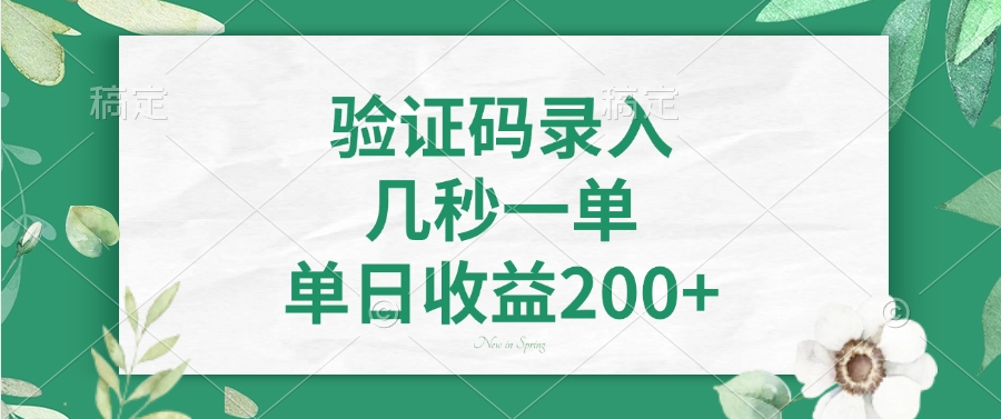 验证码录入，看图识字，几秒一单，单日收益200+大圣网创吧-网创项目资源站-副业项目-创业项目-搞钱项目网创吧