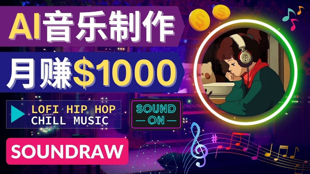 无需任何音乐基础： 使用AI软件制作Lofi Hip Hop Chill Music 月赚1000美元大圣网创吧-网创项目资源站-副业项目-创业项目-搞钱项目网创吧