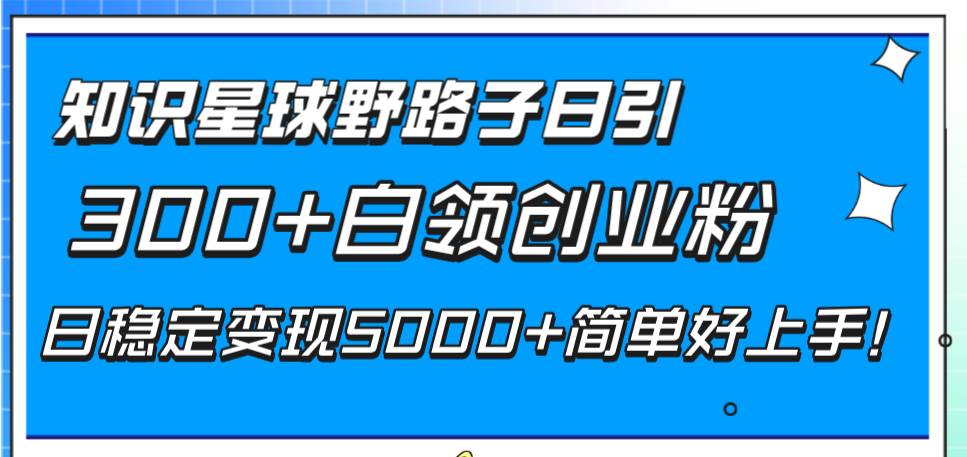知识星球野路子日引300+白领创业粉，日稳定变现5000+简单好上手！大圣网创吧-网创项目资源站-副业项目-创业项目-搞钱项目网创吧