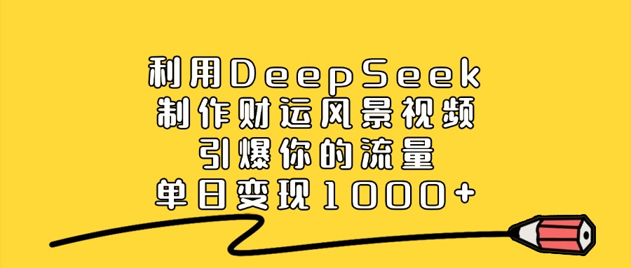 利用DeepSeek制作财运风景视频，引爆你的流量，单日变现1000+大圣网创吧-网创项目资源站-副业项目-创业项目-搞钱项目网创吧