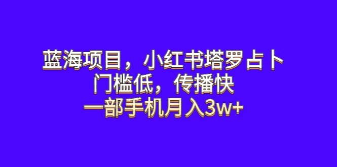 蓝海项目，小红书塔罗占卜，门槛低，传播快，一部手机月入3w+大圣网创吧-网创项目资源站-副业项目-创业项目-搞钱项目网创吧