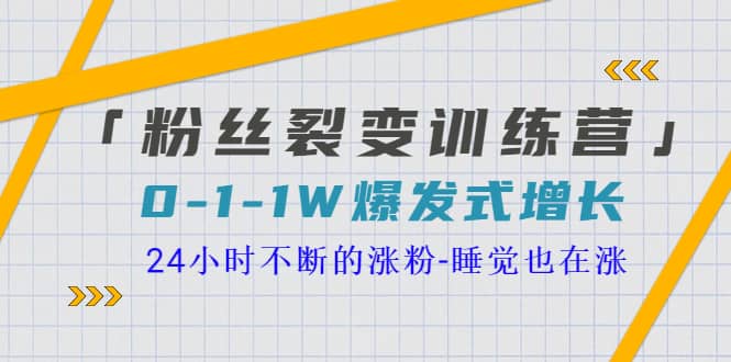 「粉丝裂变训练营」0-1-1w爆发式增长，24小时不断的涨粉-睡觉也在涨-16节课大圣网创吧-网创项目资源站-副业项目-创业项目-搞钱项目网创吧