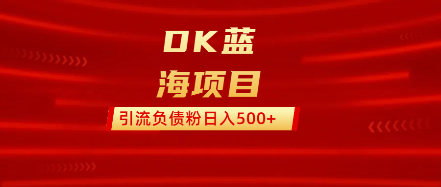 DK蓝海项目  通过，抖音，快手，小红书，引流负债粉日入500+大圣网创吧-网创项目资源站-副业项目-创业项目-搞钱项目网创吧