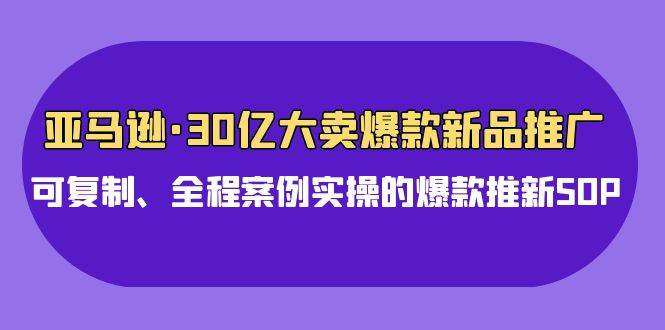 亚马逊30亿·大卖爆款新品推广，可复制、全程案例实操的爆款推新SOP大圣网创吧-网创项目资源站-副业项目-创业项目-搞钱项目网创吧