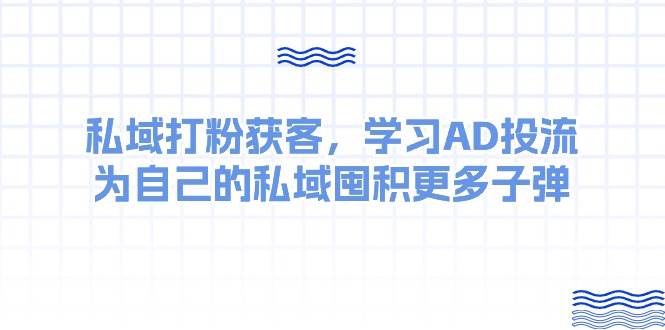 某收费课：私域打粉获客，学习AD投流，为自己的私域囤积更多子弹大圣网创吧-网创项目资源站-副业项目-创业项目-搞钱项目网创吧
