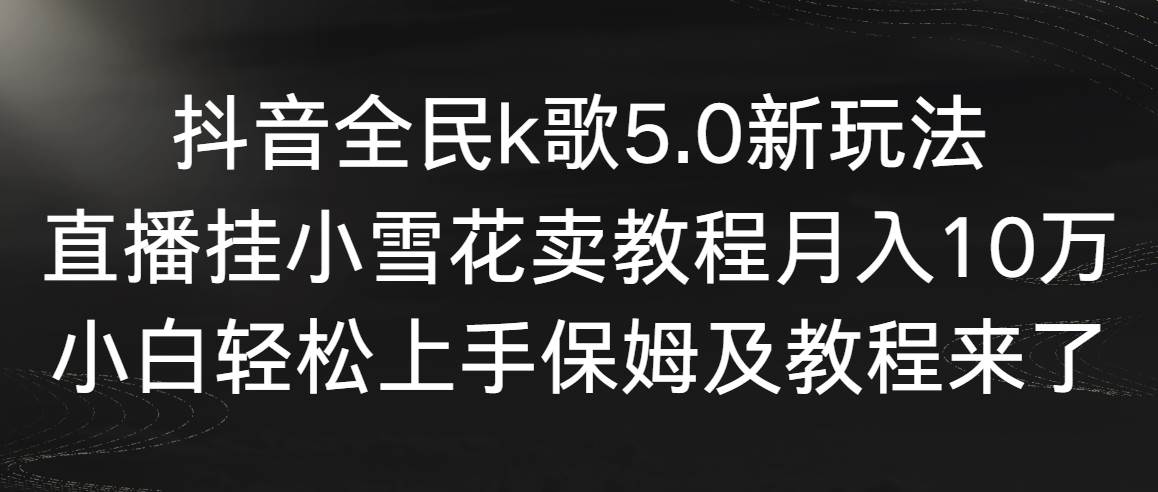 抖音全民k歌5.0新玩法，直播挂小雪花卖教程月入10万，小白轻松上手，保…大圣网创吧-网创项目资源站-副业项目-创业项目-搞钱项目网创吧
