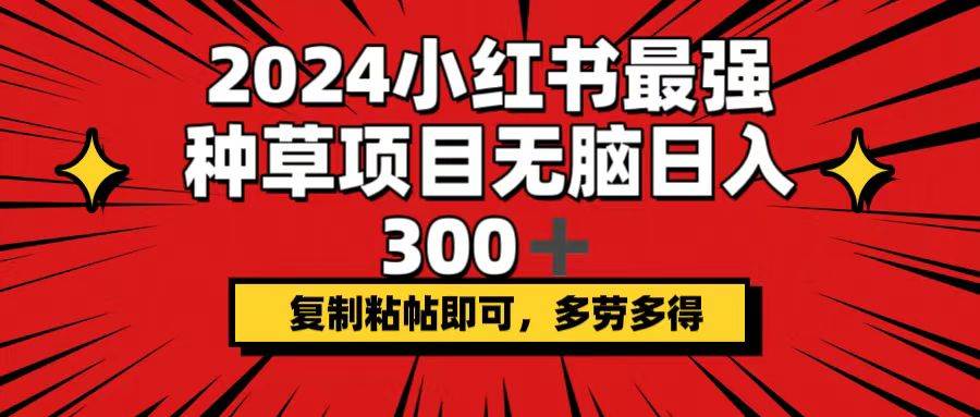 2024小红书最强种草项目，无脑日入300+，复制粘帖即可，多劳多得大圣网创吧-网创项目资源站-副业项目-创业项目-搞钱项目网创吧
