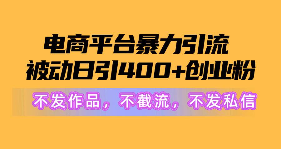 电商平台暴力引流,被动日引400+创业粉不发作品，不截流，不发私信大圣网创吧-网创项目资源站-副业项目-创业项目-搞钱项目网创吧