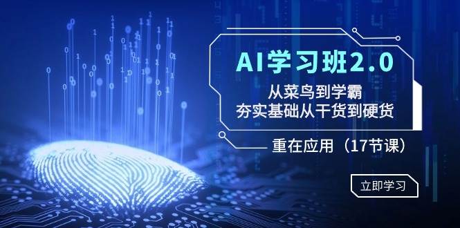 AI学习班2.0：从菜鸟到学霸，夯实基础从干货到硬货，重在应用（17节课）大圣网创吧-网创项目资源站-副业项目-创业项目-搞钱项目网创吧
