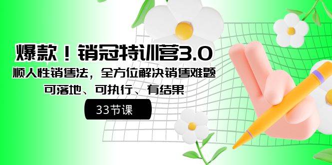 爆款！销冠特训营3.0之顺人性销售法，全方位解决销售难题、可落地、可执行、有结果大圣网创吧-网创项目资源站-副业项目-创业项目-搞钱项目网创吧