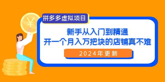拼多多虚拟项目：入门到精通，开一个月入万把块的店铺 真不难（24年更新）大圣网创吧-网创项目资源站-副业项目-创业项目-搞钱项目网创吧