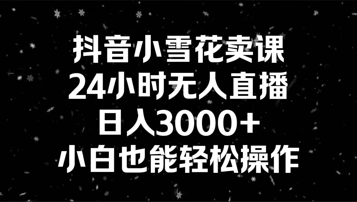 抖音小雪花卖课，24小时无人直播，日入3000+，小白也能轻松操作大圣网创吧-网创项目资源站-副业项目-创业项目-搞钱项目网创吧