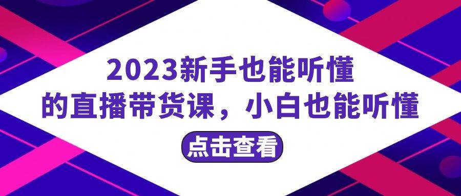 2023新手也能听懂的直播带货课，小白也能听懂，20节完整大圣网创吧-网创项目资源站-副业项目-创业项目-搞钱项目网创吧