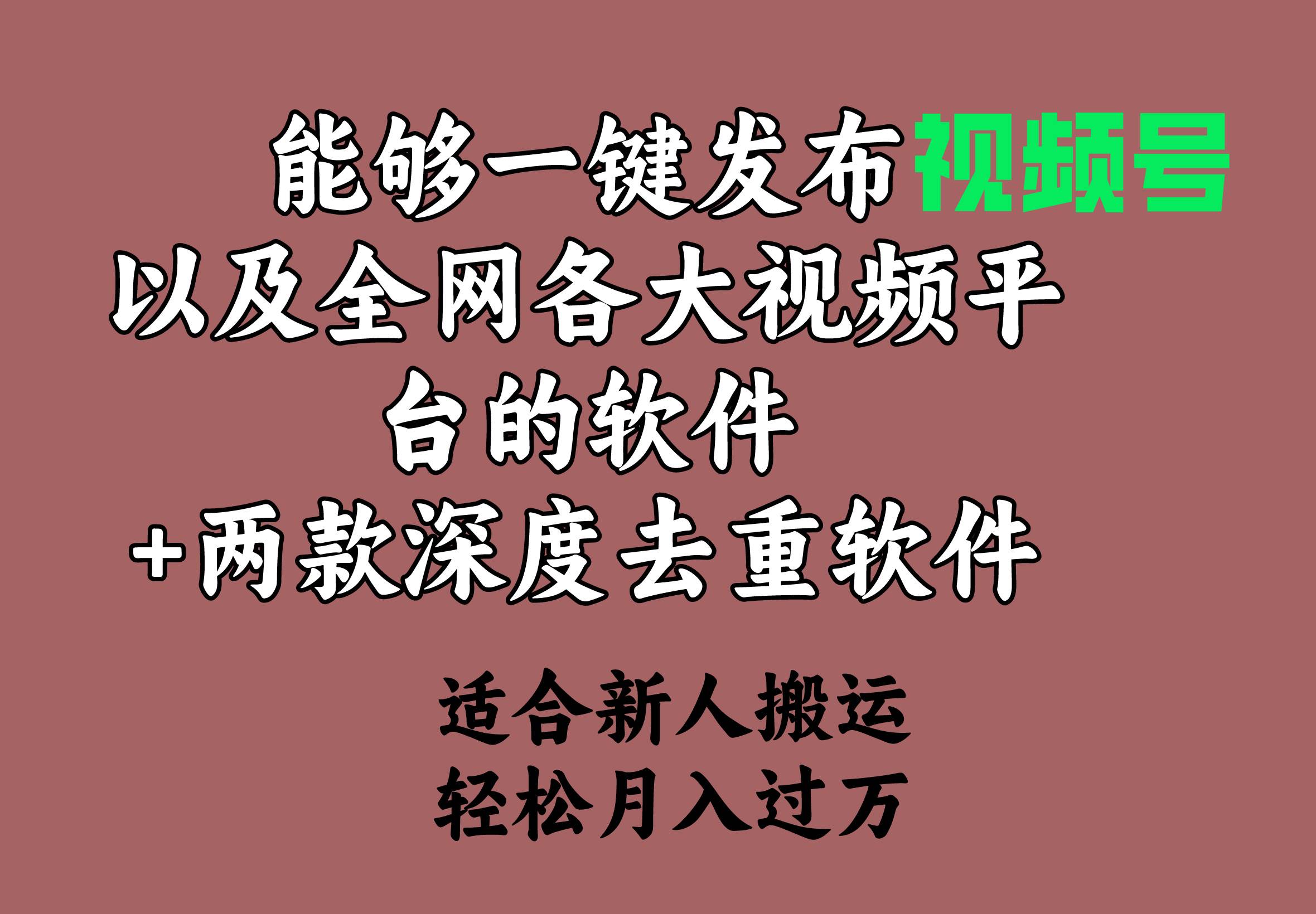 能够一键发布视频号以及全网各大视频平台的软件+两款深度去重软件 适合…大圣网创吧-网创项目资源站-副业项目-创业项目-搞钱项目网创吧