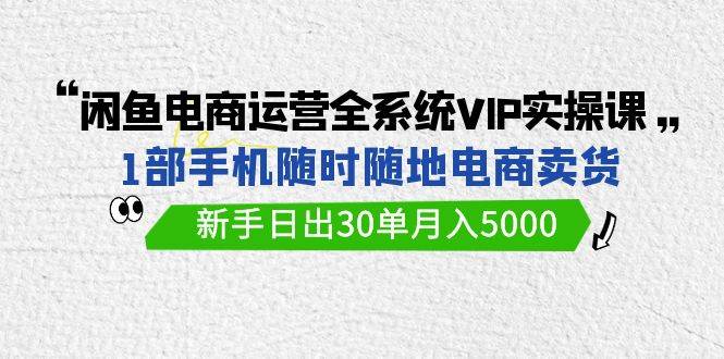 闲鱼电商运营全系统VIP实战课，1部手机随时随地卖货，新手日出30单月入5000大圣网创吧-网创项目资源站-副业项目-创业项目-搞钱项目网创吧