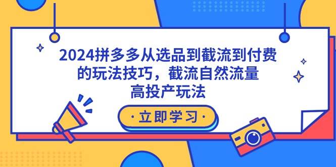 2024拼多多从选品到截流到付费的玩法技巧，截流自然流量玩法，高投产玩法大圣网创吧-网创项目资源站-副业项目-创业项目-搞钱项目网创吧