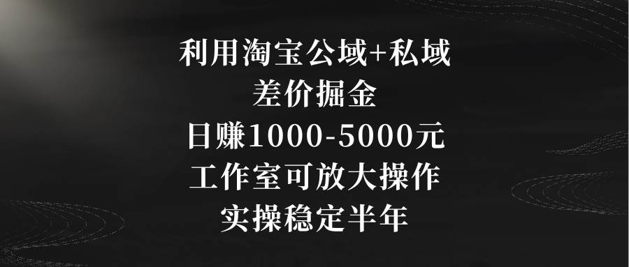 利用淘宝公域+私域差价掘金，日赚1000-5000元，工作室可放大操作，实操…大圣网创吧-网创项目资源站-副业项目-创业项目-搞钱项目网创吧