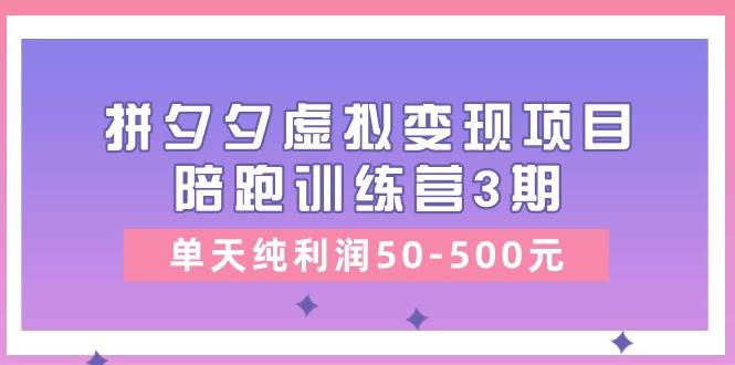 某收费培训《拼夕夕虚拟变现项目陪跑训练营3期》单天纯利润50-500元大圣网创吧-网创项目资源站-副业项目-创业项目-搞钱项目网创吧