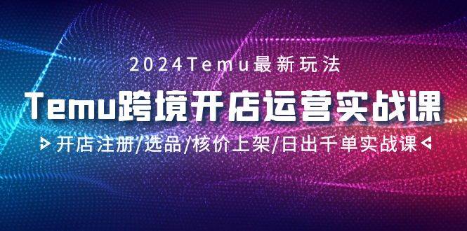 2024Temu跨境开店运营实战课，开店注册/选品/核价上架/日出千单实战课大圣网创吧-网创项目资源站-副业项目-创业项目-搞钱项目网创吧