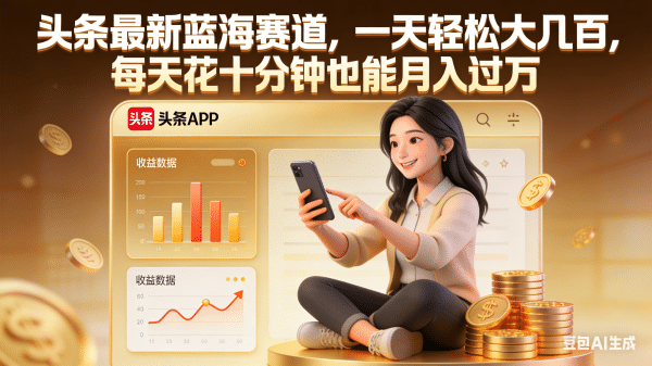 头条最新蓝海赛道，一天轻松大几百，每天花十分钟也能月入过万大圣网创吧-网创项目资源站-副业项目-创业项目-搞钱项目网创吧