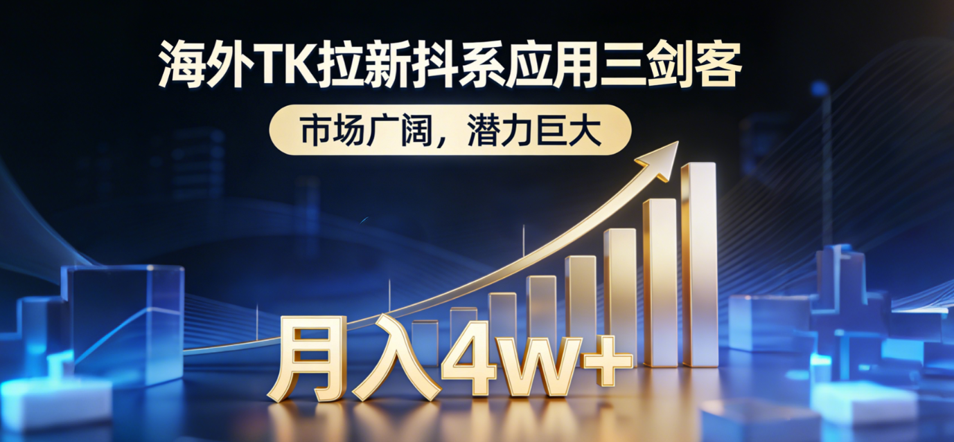 2026海外TK拉新抖系应用三剑客，市场广阔，潜力巨大，月入4w+大圣网创吧-网创项目资源站-副业项目-创业项目-搞钱项目网创吧