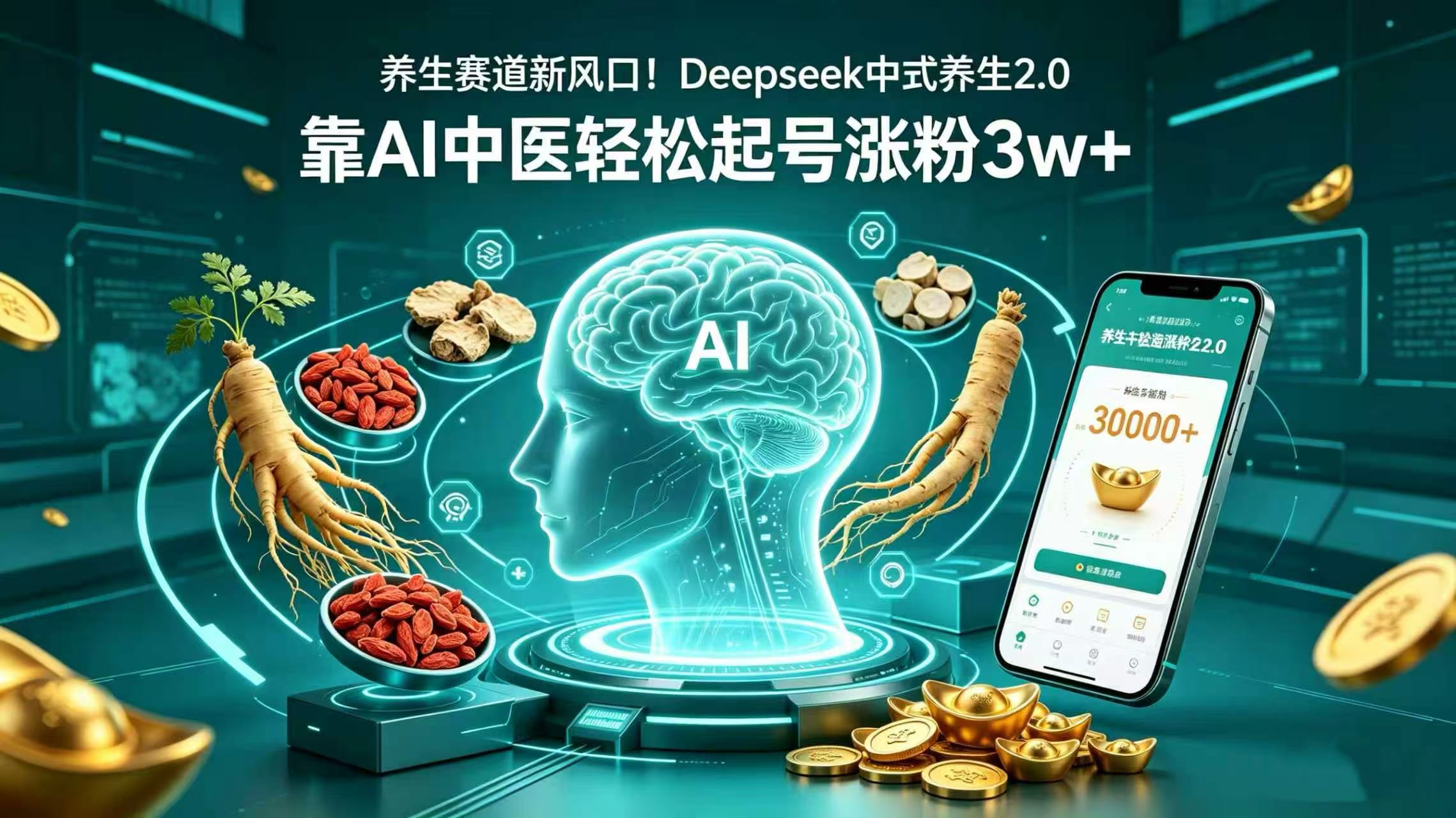 养生赛道新风口!Deepseek 中式养生 2.0,靠 AI 中医轻松起号涨粉 3w+大圣网创吧-网创项目资源站-副业项目-创业项目-搞钱项目网创吧