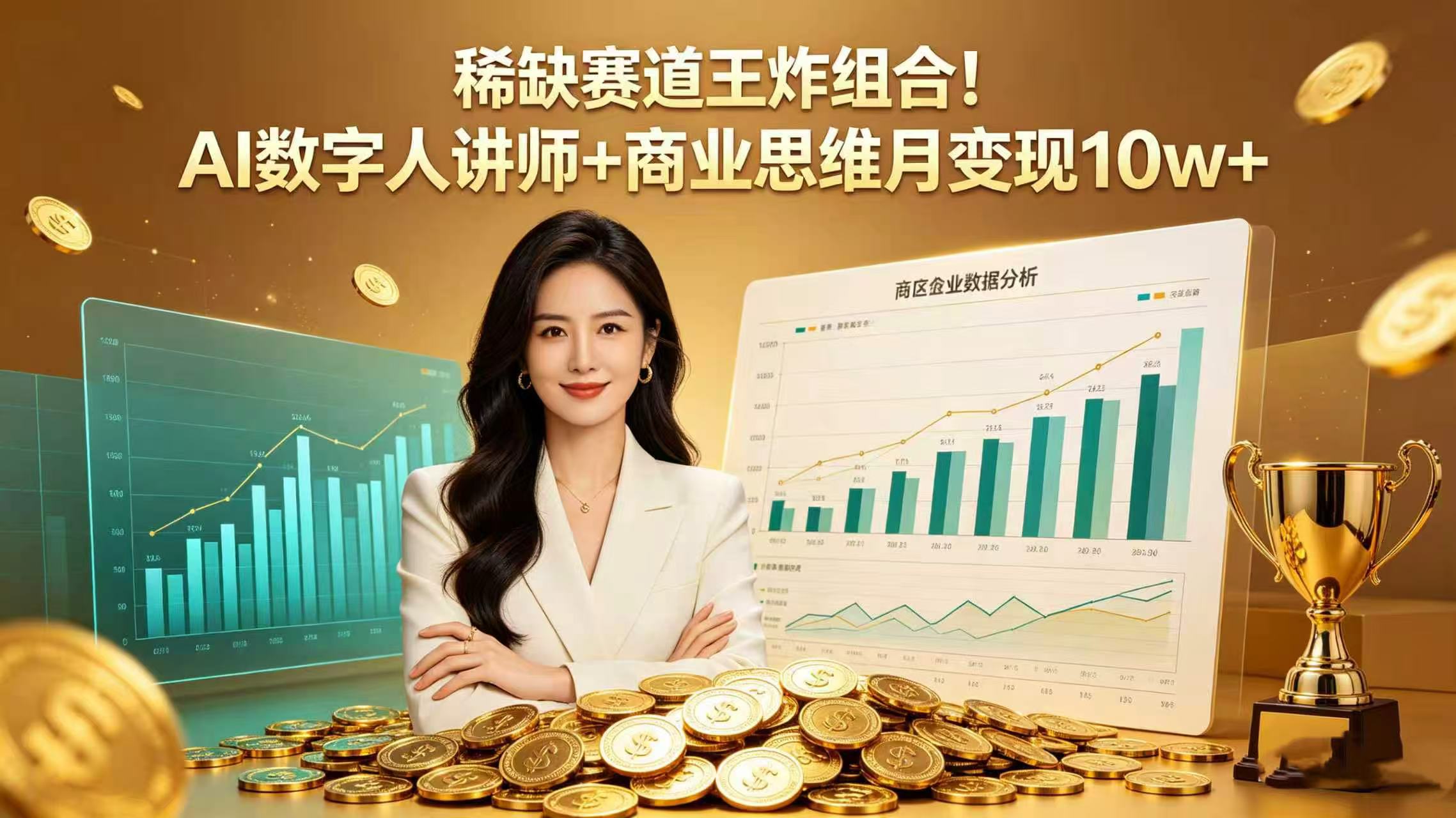 稀缺赛道王炸组合！AI 数字人讲师 + 商业思维 月变现 10w+大圣网创吧-网创项目资源站-副业项目-创业项目-搞钱项目网创吧
