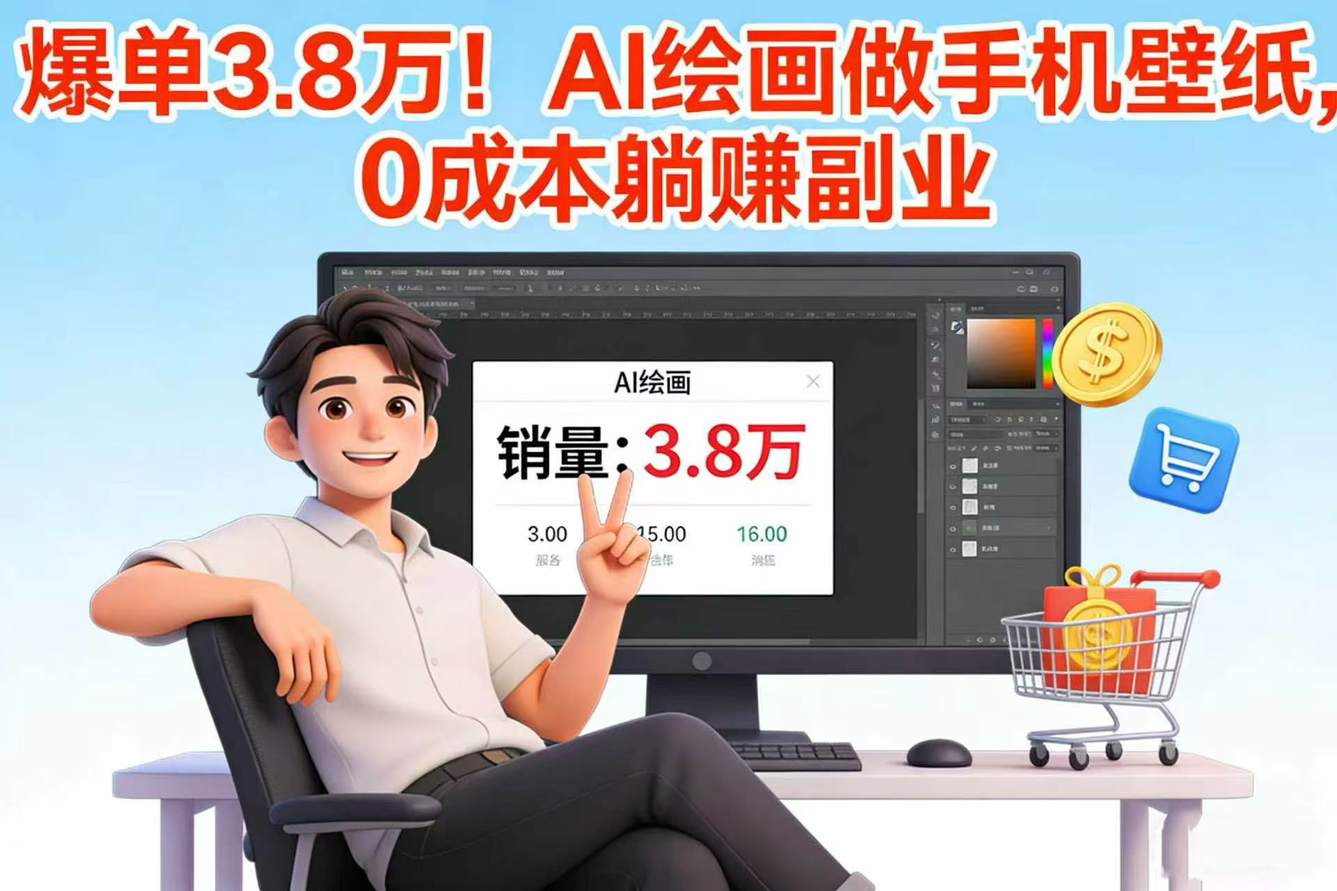 爆单 3.8 万！AI 绘画做手机壁纸，0 成本躺赚副业大圣网创吧-网创项目资源站-副业项目-创业项目-搞钱项目网创吧