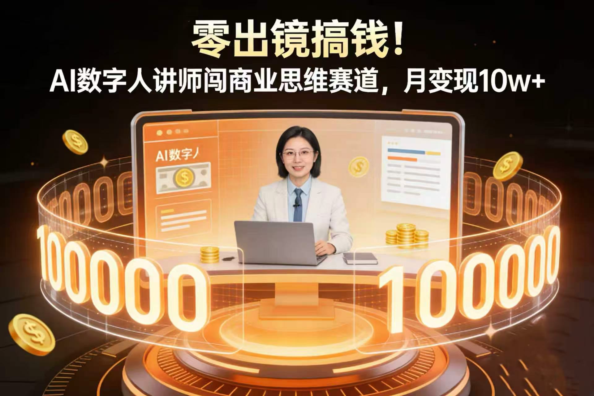 零出镜搞钱！AI 数字人讲师闯商业思维赛道，月变现 10w+大圣网创吧-网创项目资源站-副业项目-创业项目-搞钱项目网创吧